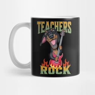 Cute Teachers rock on fire with Dachshund Doxie Dog on Teachers Rock Mug